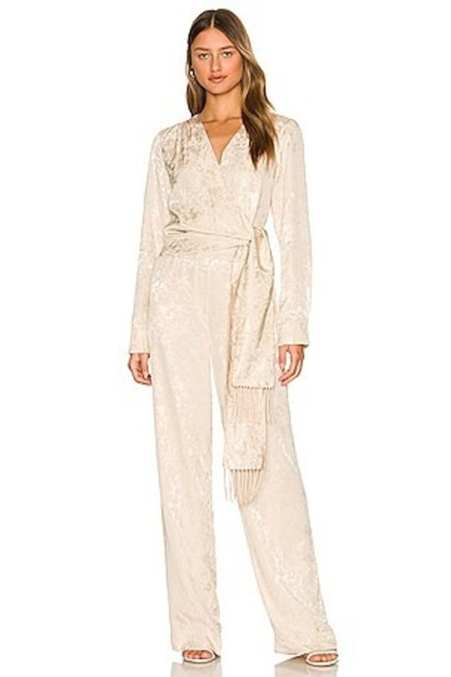 NWT Revolve Jonathan Simkhai Champagne Colored Julia Jumpsuit w/ Pockets Size 0